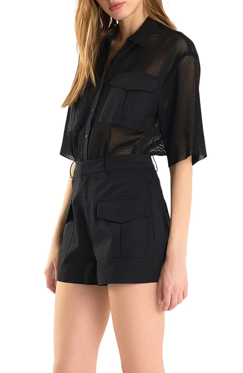 Endless Rose Pocket Mesh Shirt, Alternate, color, Black