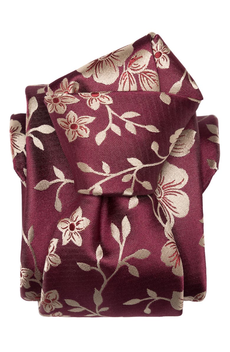 Elizabetta Silvio - Silk Jacquard Tie for Men, Alternate, color, Antique Burgundy