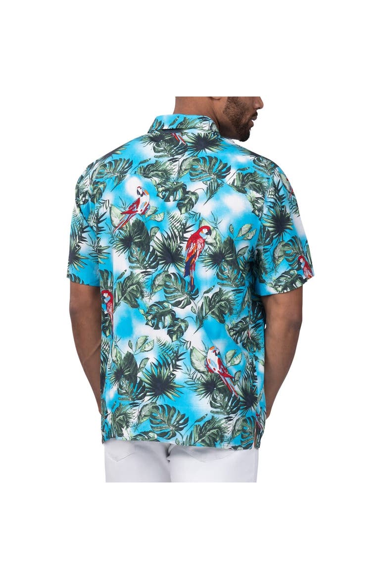 Men's Margaritaville Light Blue Martin Truex Jr Jungle Parrot Party Button-Up Shirt, Alternate, color, Light Blue