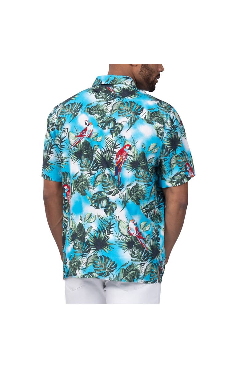 Margaritaville Men's Margaritaville Light Blue Martin Truex Jr Jungle Parrot Party Button-Up Shirt, Alternate, color, Light Blue