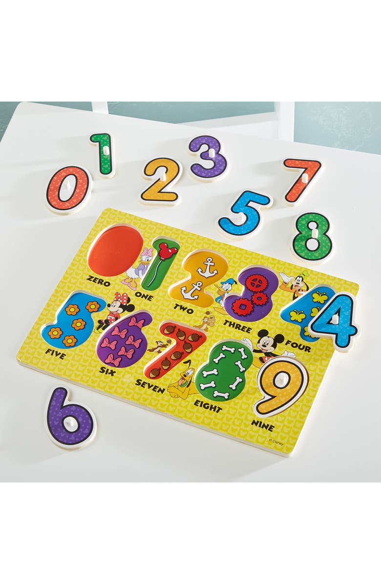 Melissa & Doug Mickey Mouse Numbers Wooden Peg Puzzle, Alternate, color, 