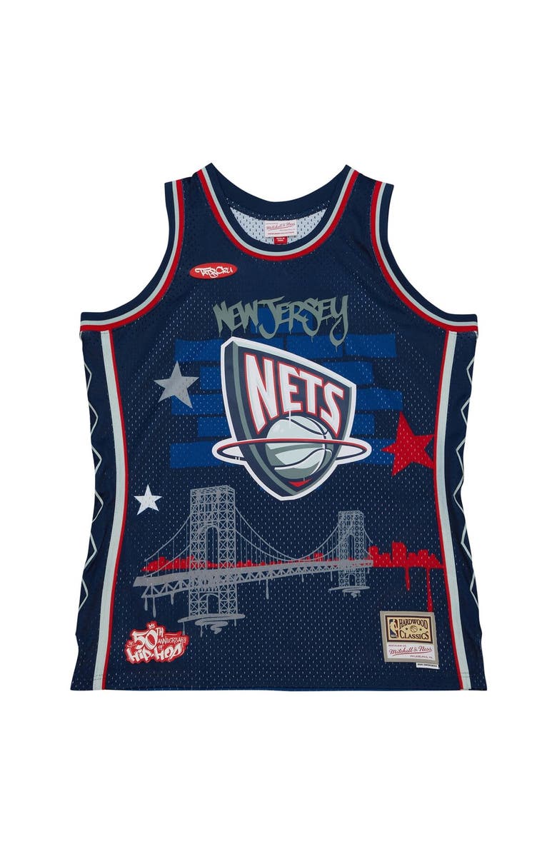 Mitchell & Ness Men's Mitchell & Ness x Tats Cru Navy New Jersey Nets Hardwood Classics Fashion Jersey, Alternate, color, Navy
