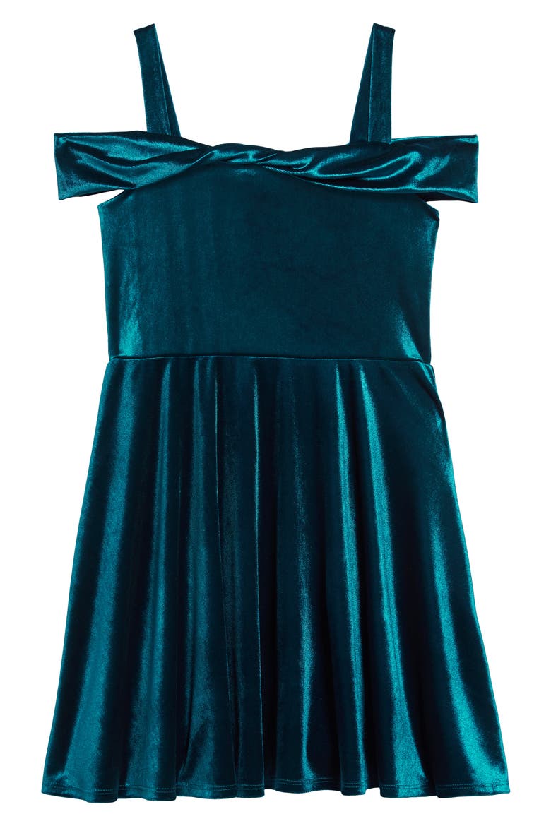 Marlyn Twist Front Velvet Dress, Main, color, TEAL