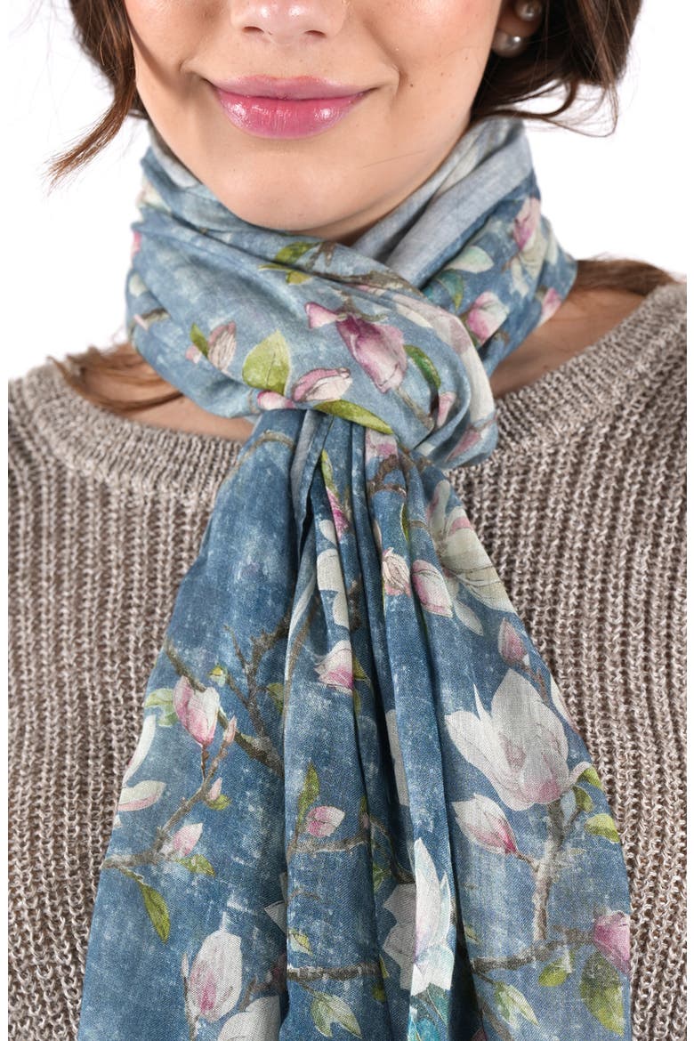 Floral Modal & Cashmere Scarf, Alternate, color, DUSTY TEAL