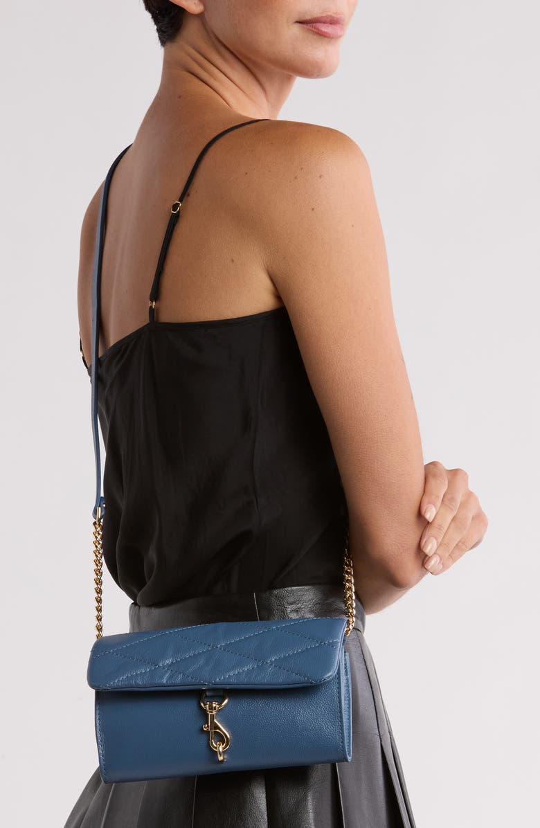 Rebecca Minkoff Edie Wallet on a Chain, Alternate, color, Cielo