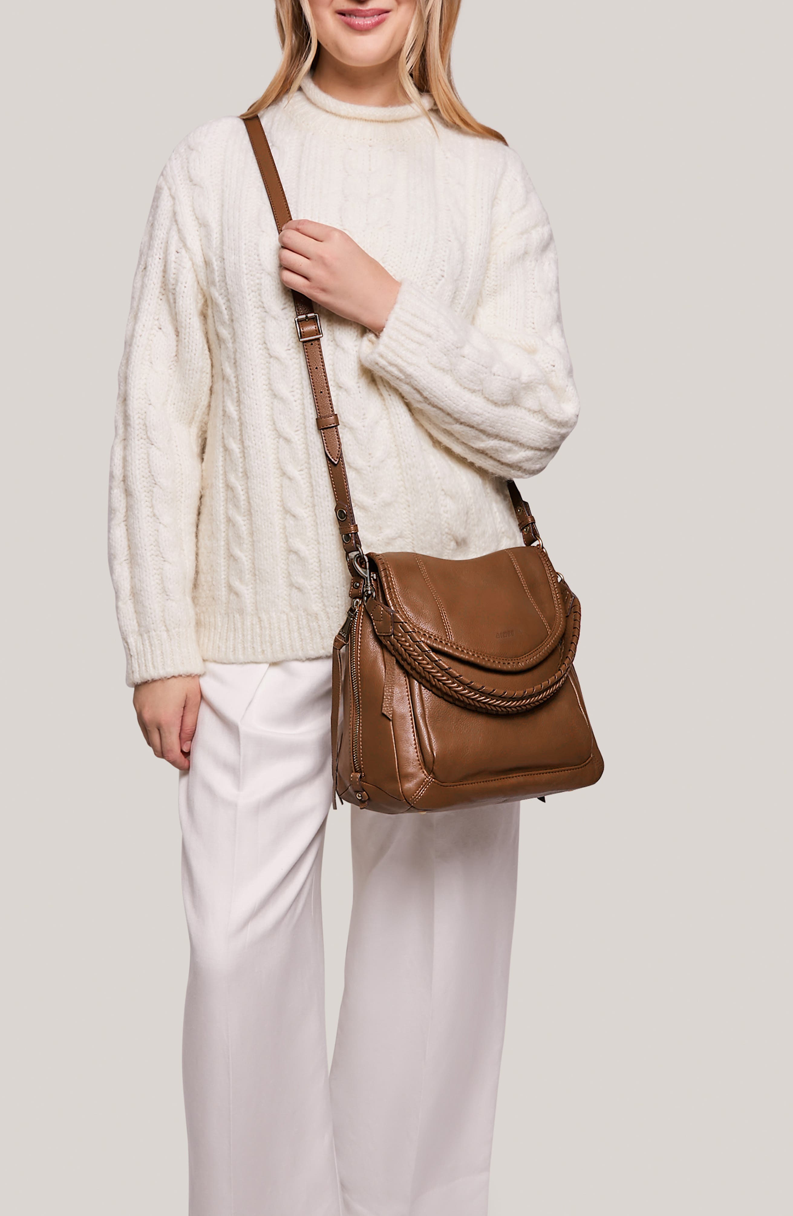 All for Love Convertible Leather Shoulder Bag, Alternate, color, CHESTNUT