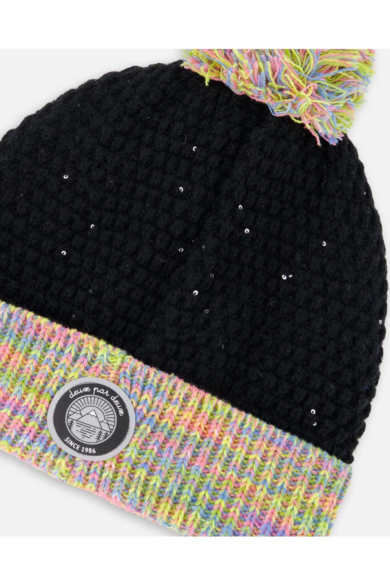 Lined Knit Hat with Pompom, Alternate, color, Multicolored