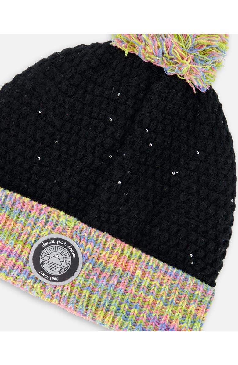 Deux par Deux Lined Knit Hat with Pompom, Alternate, color, Multicolored