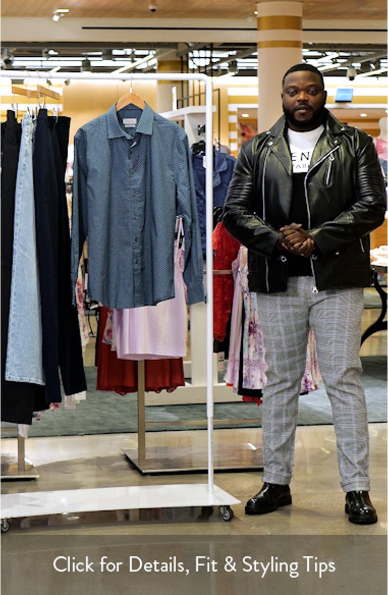 Axel Shaped Fit Mosaic Print Stretch Button-Up Shirt, sales video thumbnail