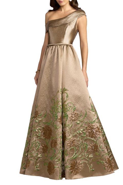 Floral Off-the-Shoulder Brocade Ball Gown