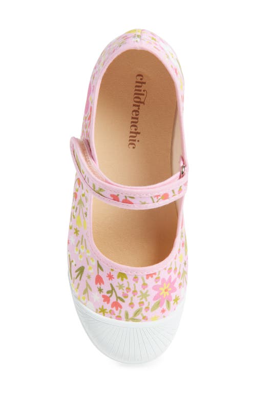 Childrenchic Isabel Floral Canvas Mary Jane Sneaker In Pink Florals