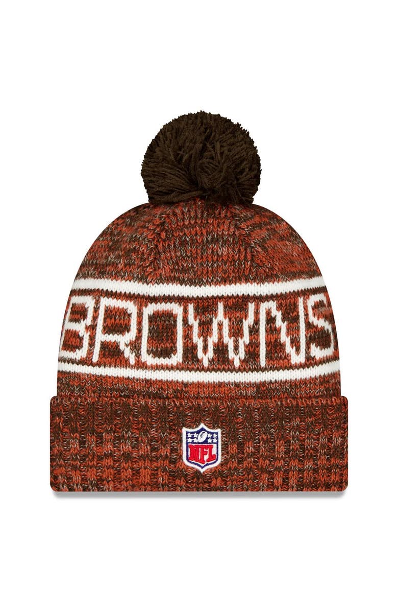 New Era Men's New Era Orange Cleveland Browns 2025 Sideline Cold Weather Cuffed Knit Hat with Pom, Alternate, color, Orange