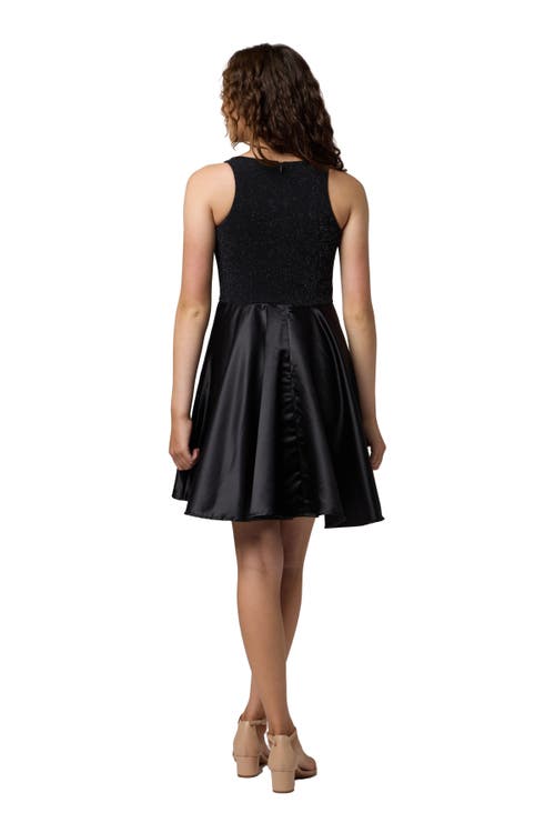 Un Deux Trois Glitter And Satin Racerback Dress In Black
