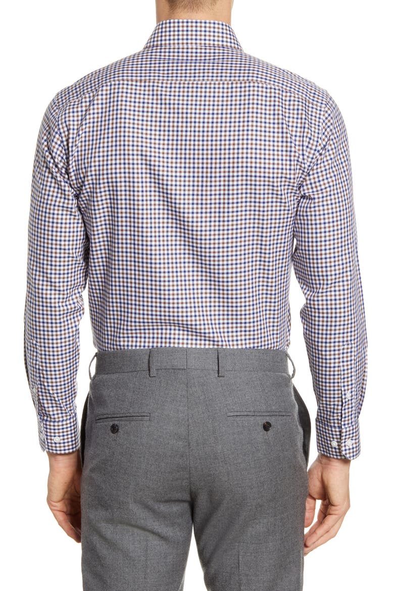 Trim Fit Gingham Dress Shirt, Alternate, color, NAVY