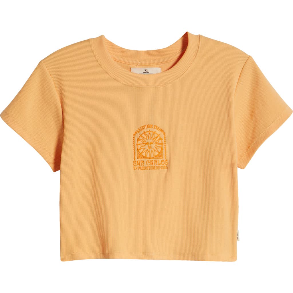 Rip Curl San Carlos Crop Cotton Jersey Graphic T-shirt In Pastel Orange