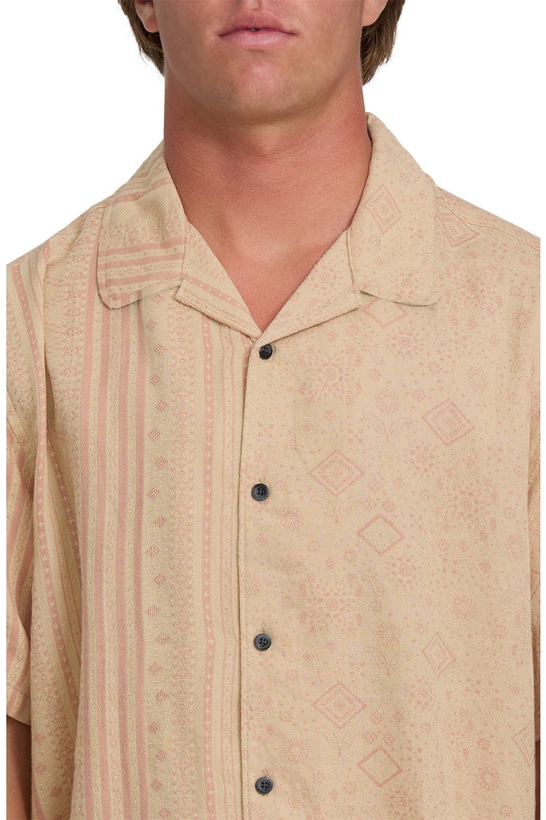 Garage Nashua Geo Pattern Cotton Camp Shirt, Alternate, color, OATMEAL