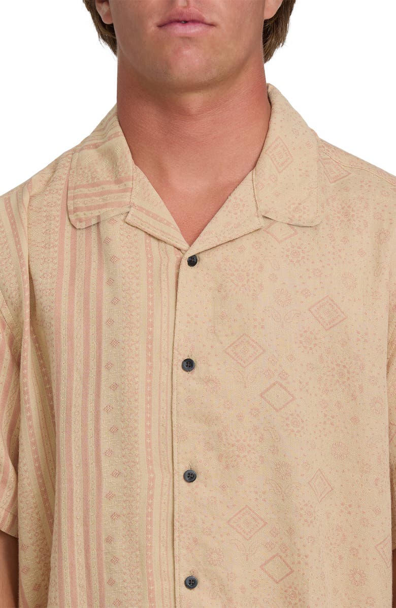 Billabong Garage Nashua Geo Pattern Cotton Camp Shirt, Alternate, color, Oatmeal