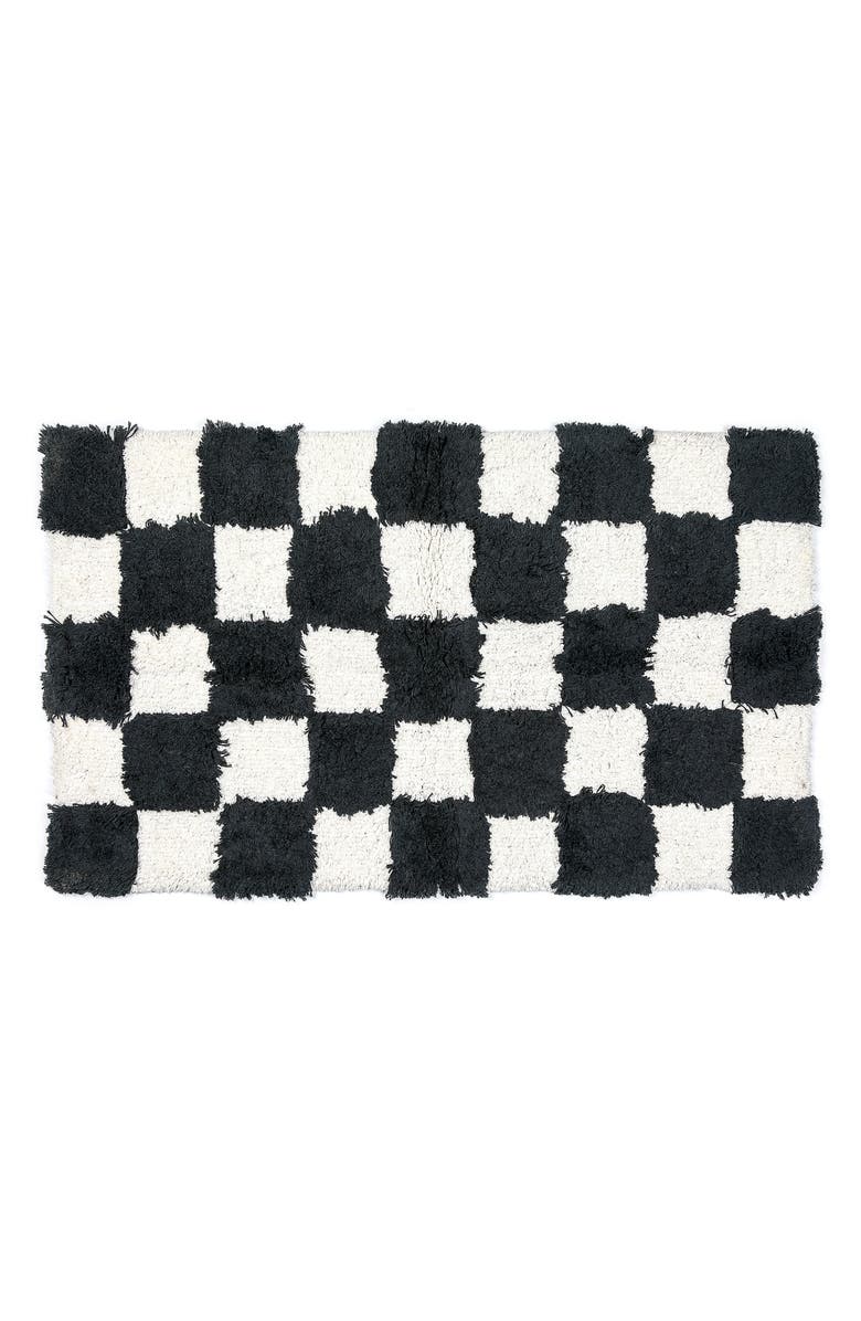 MACKENZIE CHILDS Checkerboard Black Bath Rug, Main, color, Black