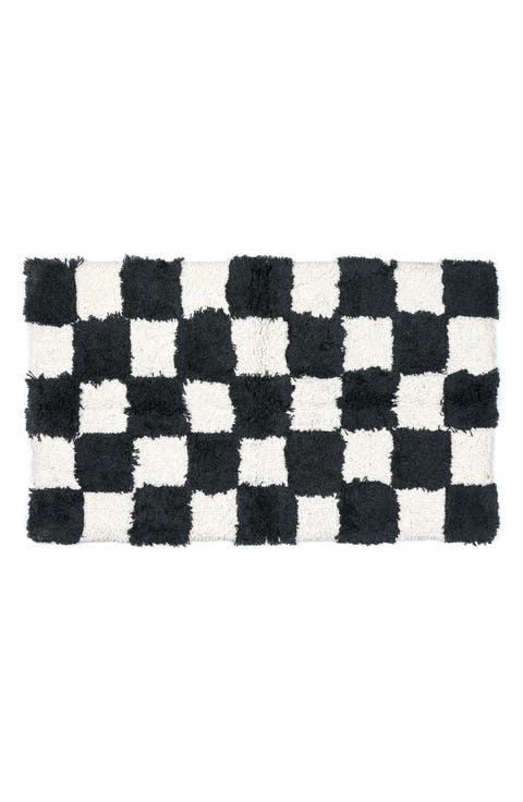 Checkerboard Black Bath Rug