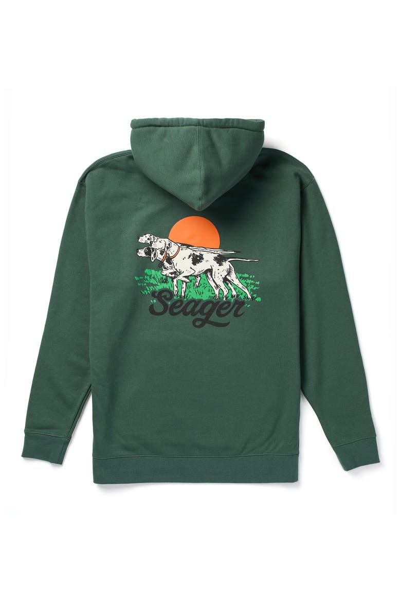 Pointed Cotton Blend Graphic Hoodie, Alternate, color, ALPINE GREEN