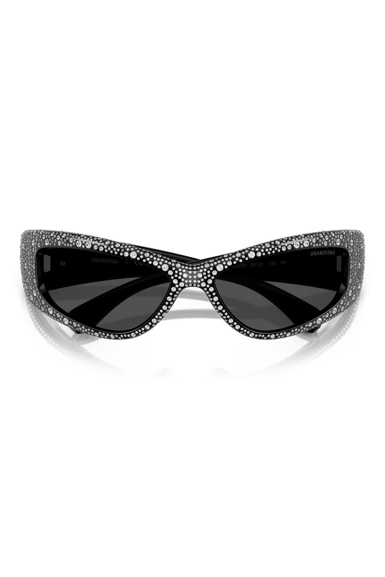 60mm Irregular Sunglasses, Alternate, color, BLACK