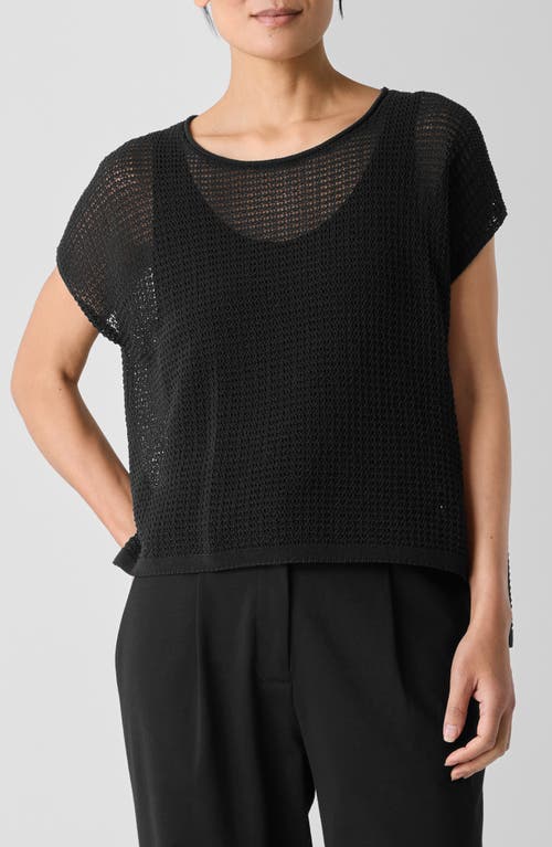 Eileen Fisher Open Stitch Organic Cotton Sweater In Black
