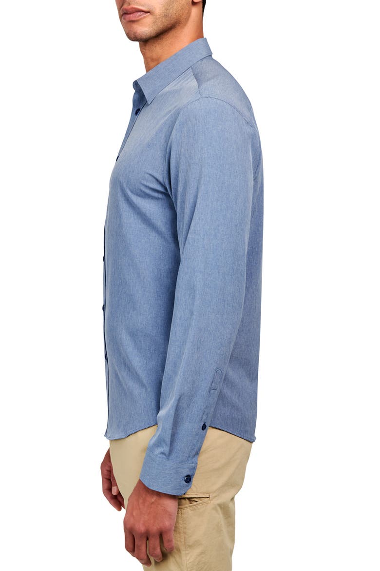Slim Fit Solid 4-Way Stretch Performance Long Sleeve Shirt, Alternate, color, BLUE HEATHER
