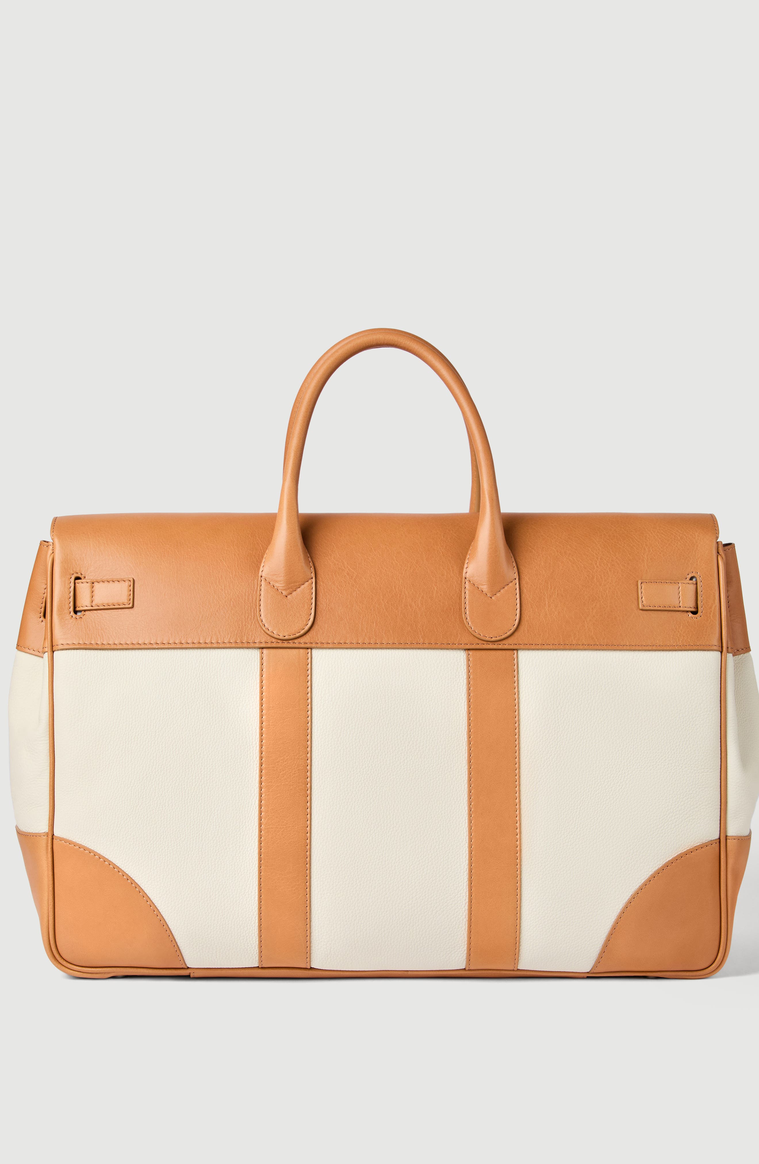 Grained calfskin and cowhide country bag, Alternate, color, Ivory