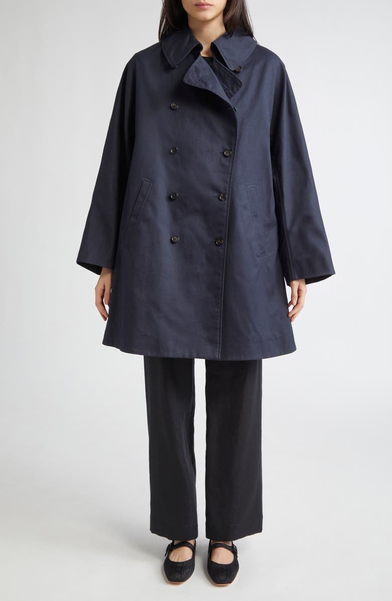 Bode Waxed Cotton Peacoat, Alternate, color, Navy