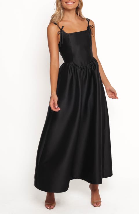 Embellished Satin Long Dress/Her lip to