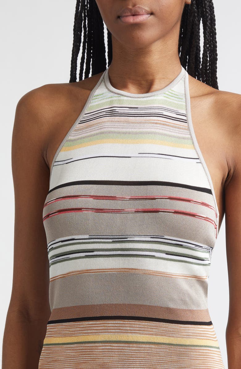 Missoni Flame Space Dye Stripe Knit Halter Neck Dress, Alternate, color, Green Brown Tones
