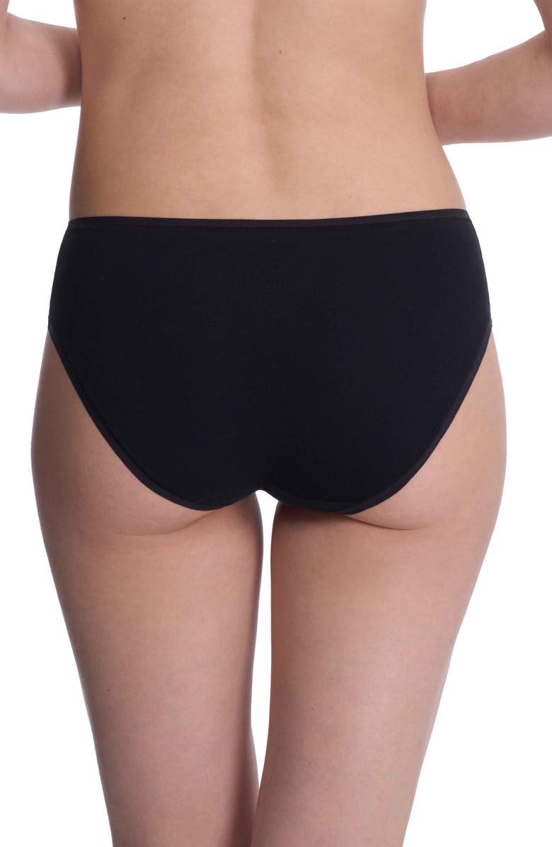 Natori Bliss Bare Cotton Hipster Briefs, Alternate, color, Black