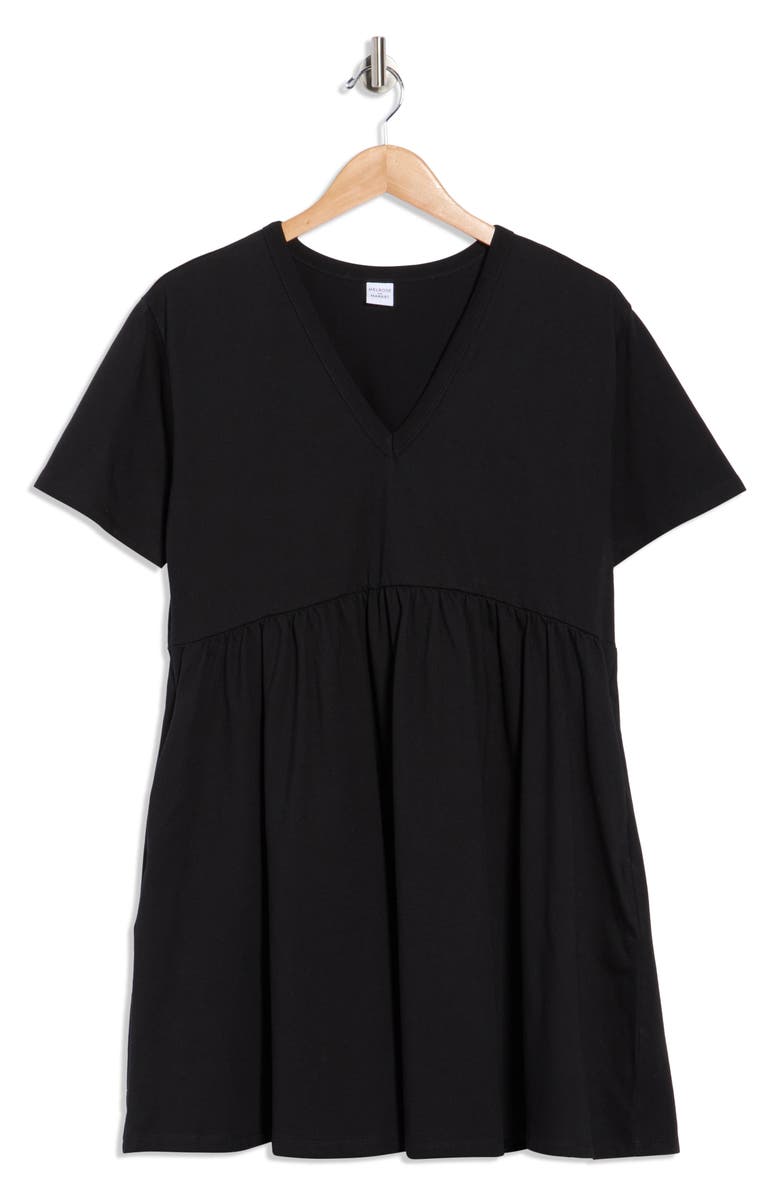 Melrose and Market Short Sleeve Knit Swing Dress, Alternate, color, Black