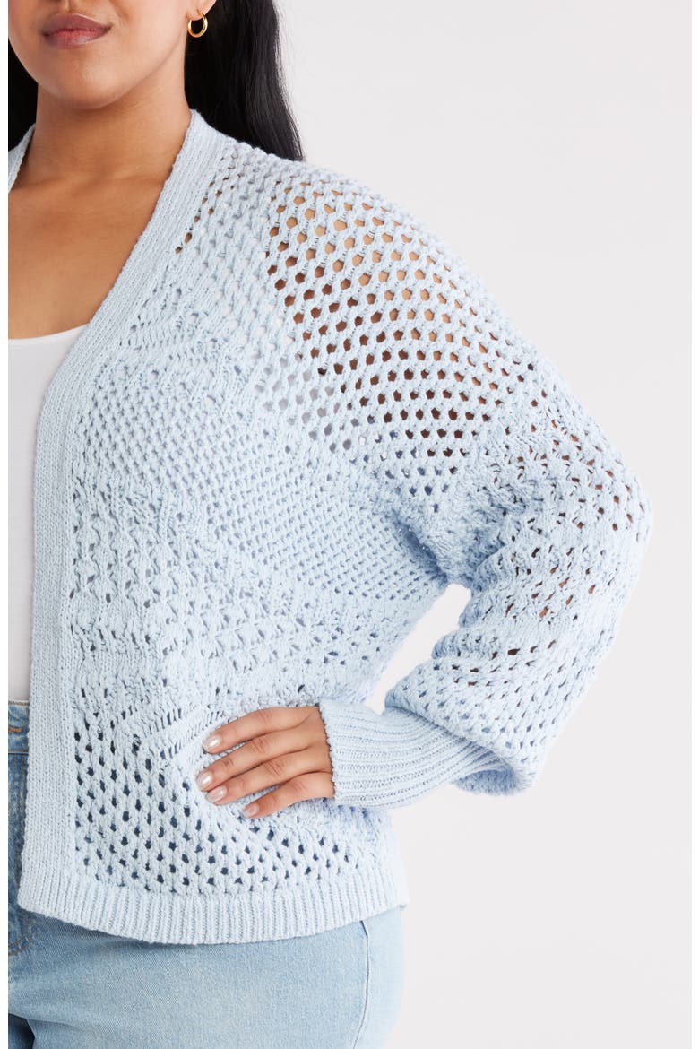 Openwork Slouchy Cotton Cardigan, Alternate, color, BLUE SKYWAY