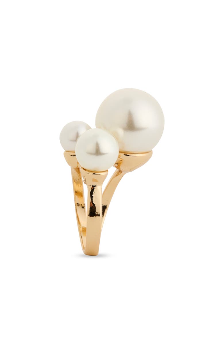 NORDSTROM RACK Faux Pearl Cluster Ring, Alternate, color, White- Gold