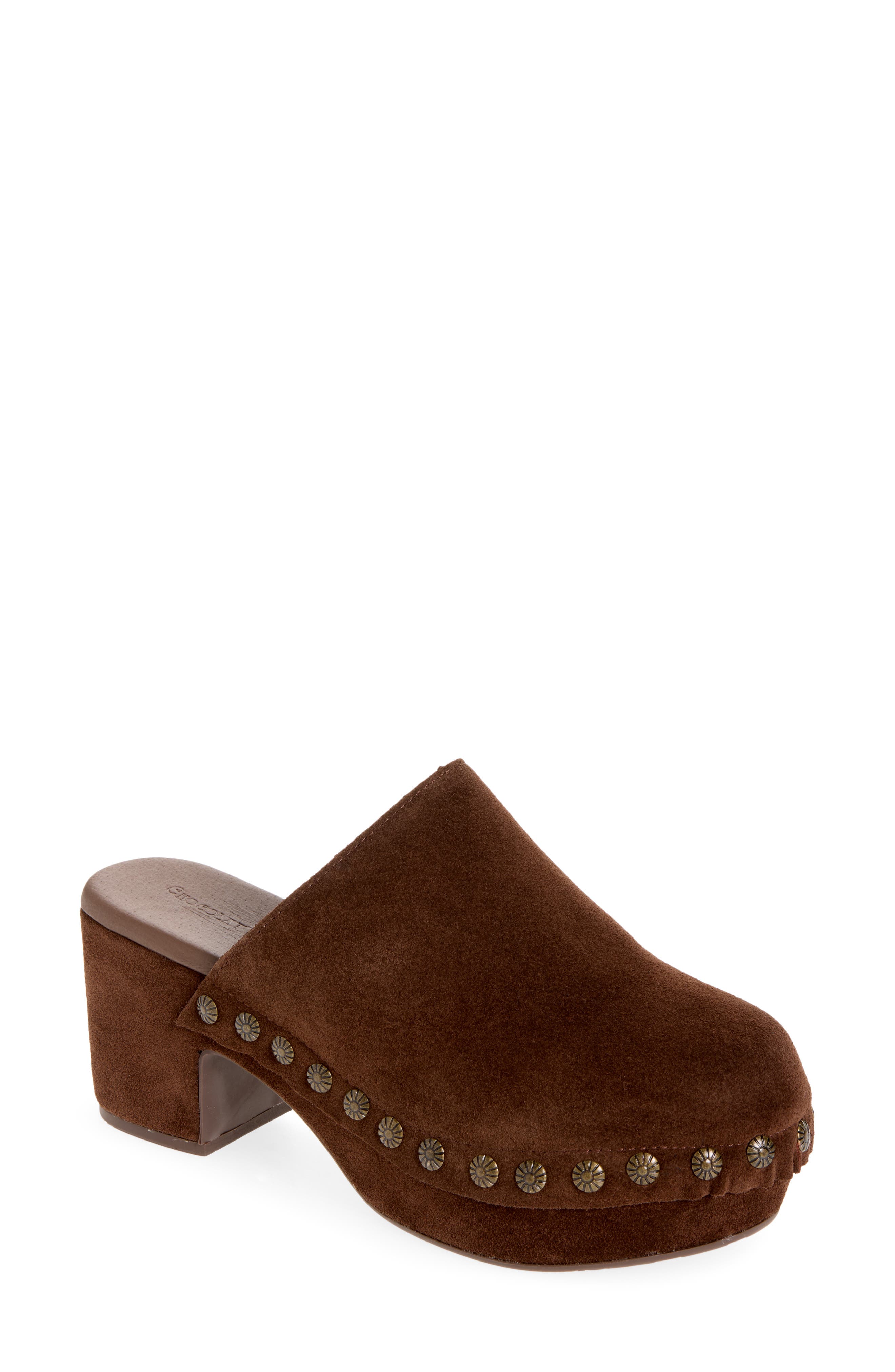 Goldy Platform Mule, Main, color, CHOCOLATE SUEDE
