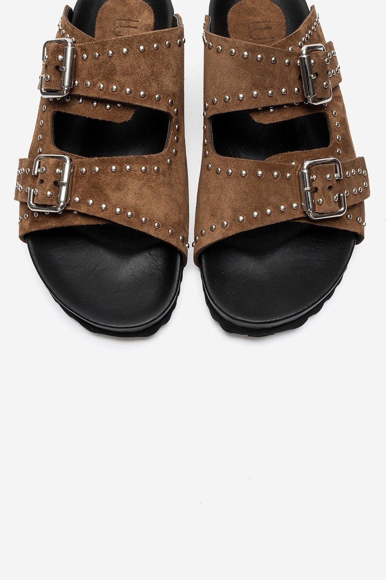 Avenelle Leather Double Band Sandal, Alternate, color, Cognac Suede