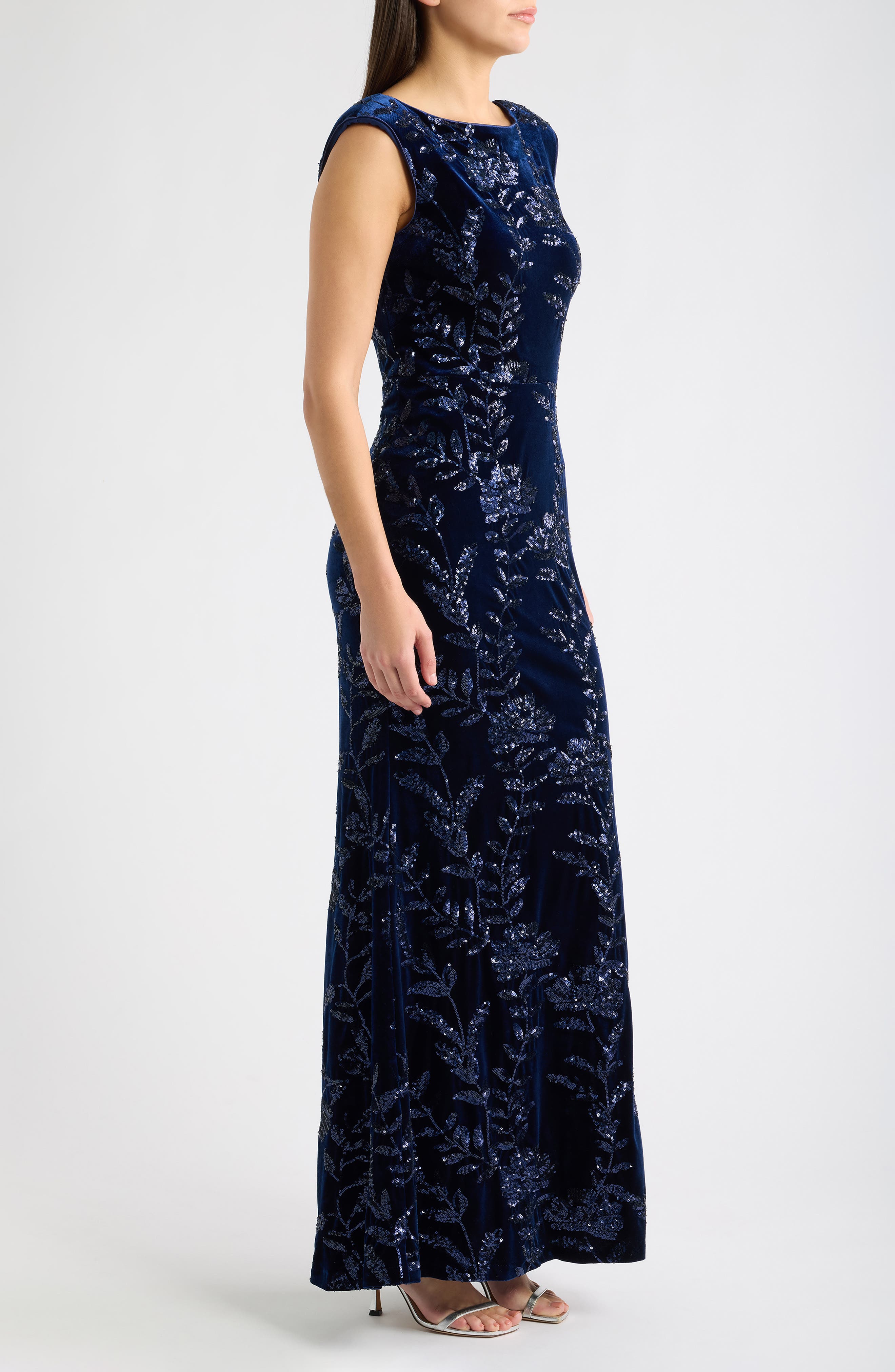 Eliza J Cap Sleeve Embellished Column Gown (Women) | Nordstrom
