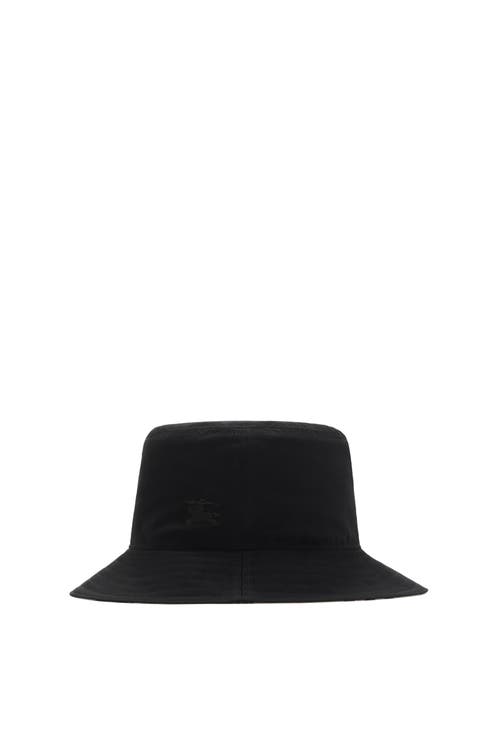 Burberry Reversible Gabardine Bucket Hat In Black/sand
