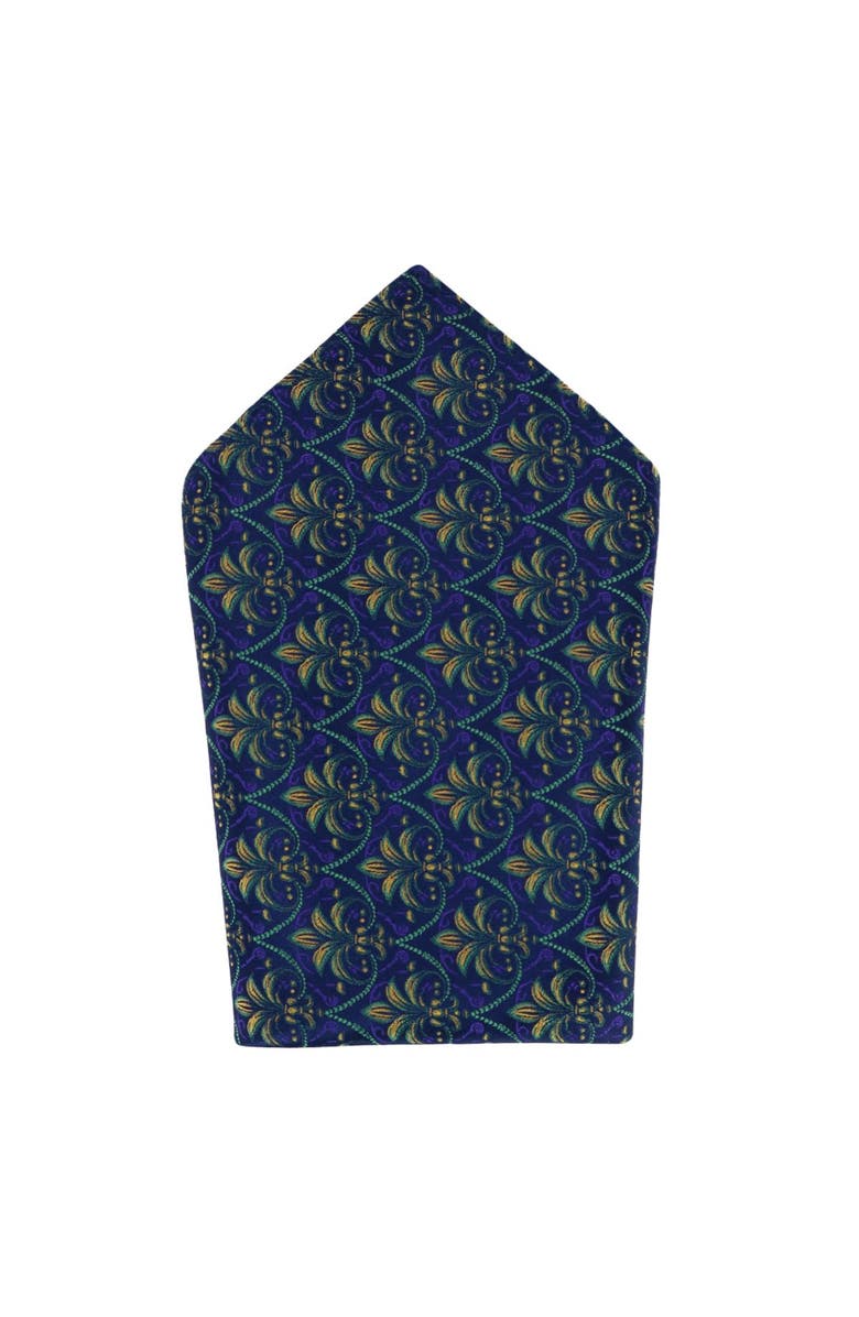 Trafalgar The French Quarter Fleur dis Lis Silk Novelty Pocket Square, Main, color, Purple, Green, And Yellow