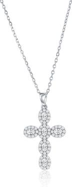 SIMONA Sterling Silver CZ Cross Necklace