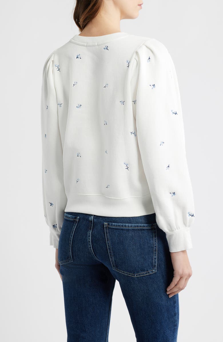 Rails Tiffany Floral Embroidered Balloon Sleeve Cotton Sweatshirt, Alternate, color, Embroidered Blue Iris