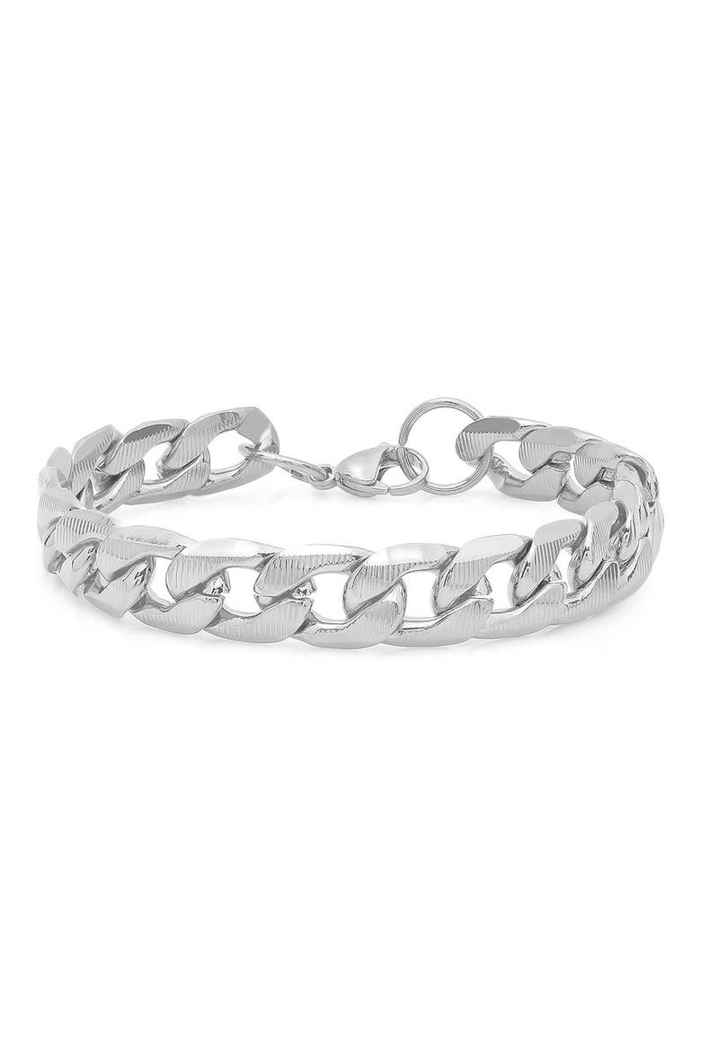 Men's 18k Gold Plated Curb Link Bracelet, Main, color, SILVER