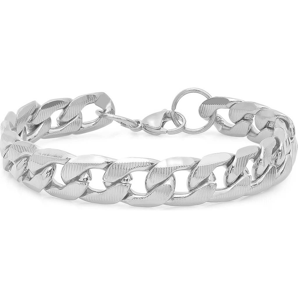 Steeltime 18k Gold Plated Curb Link Bracelet In Silver