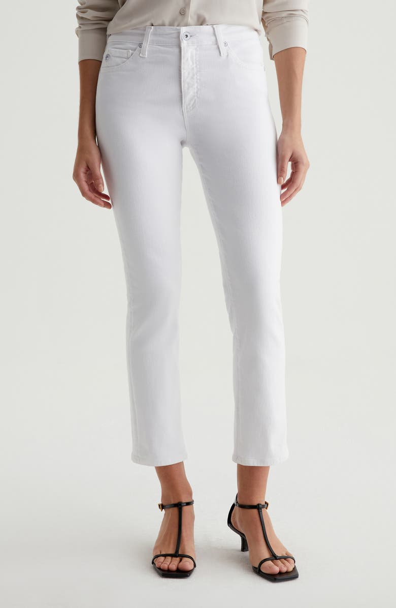 AG Mari Mid Rise Slim Straight Leg Crop Jeans, Main, color, Gallery White