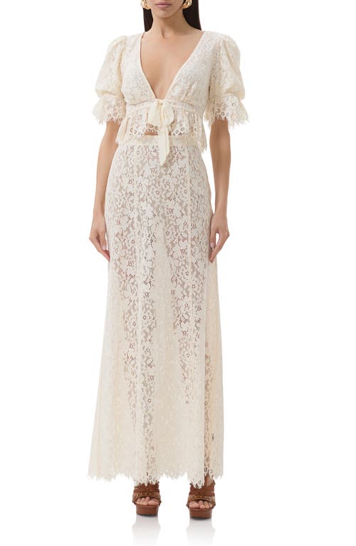 Afrm Wayla Puff Sleeve Lace Babydoll Top