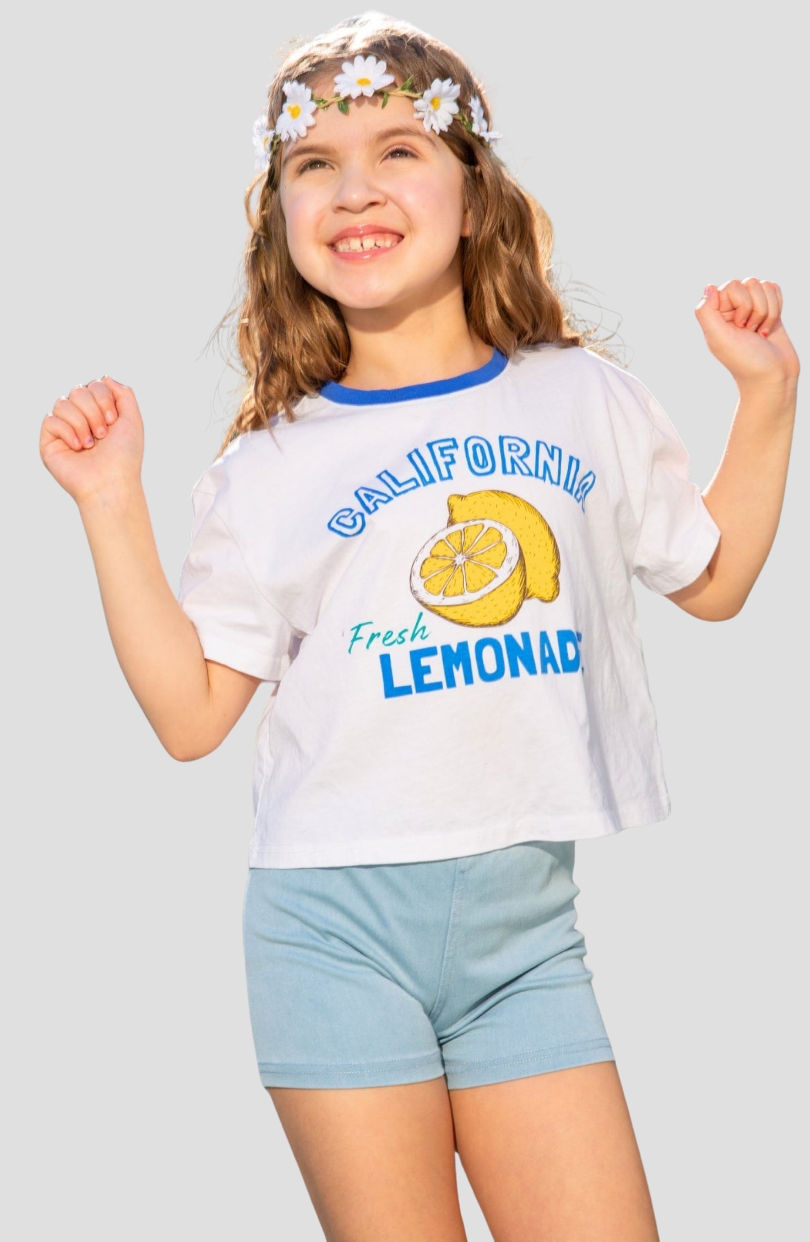 PixieLane Kids' California Lemonade Graphic Dropped Shoulder Tee ...