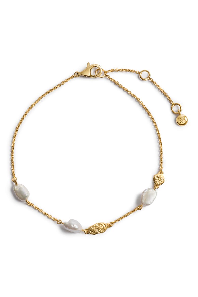 Capri 18k Gold Vermeil Pearl Station Bracelet, Main, color, 18K GOLD VERMEIL / PEARL
