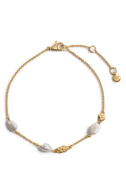 Capri 18k Gold Vermeil Pearl Station Bracelet