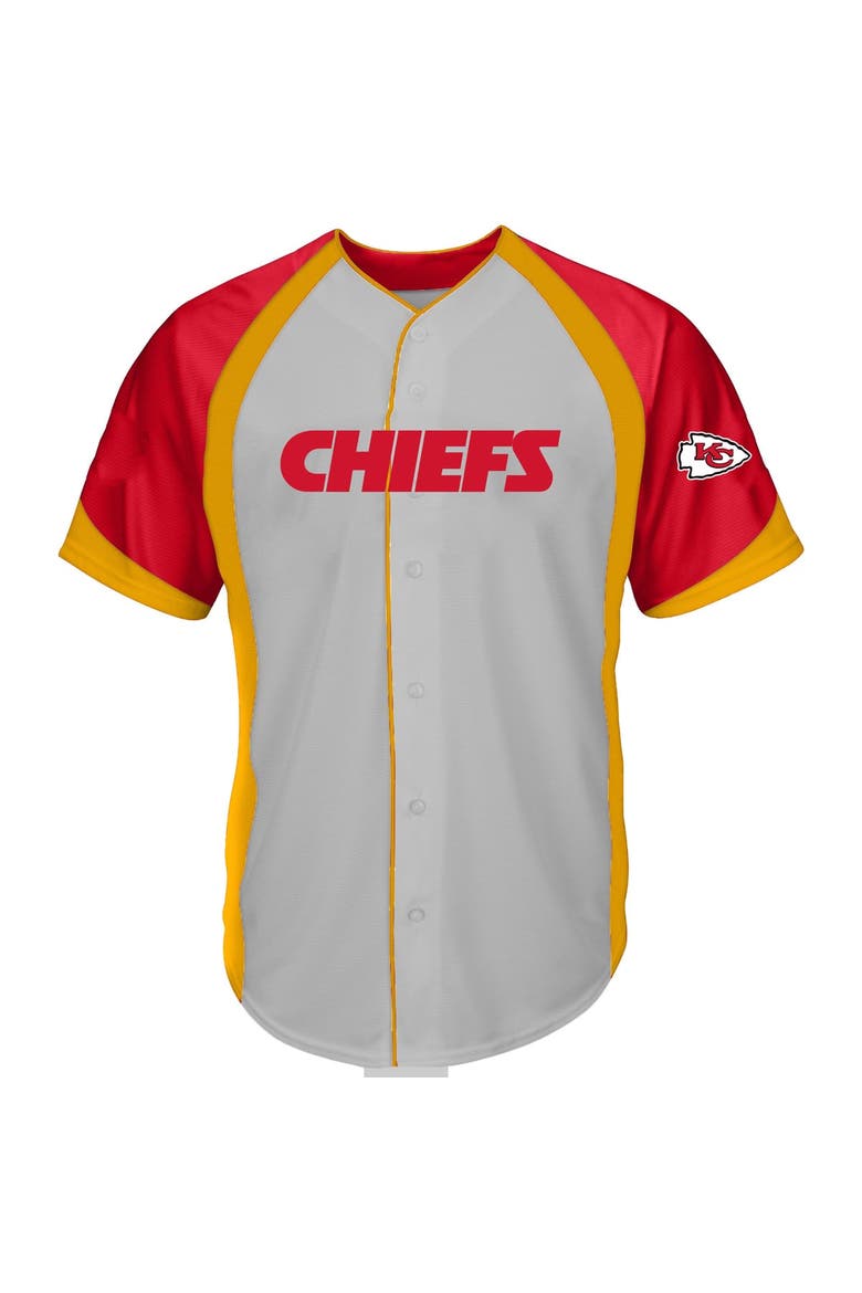 Men's Fanatics  Gray Kansas City Chiefs Big & Tall Button-Up Raglan Fashion Top, Main, color, Gray
